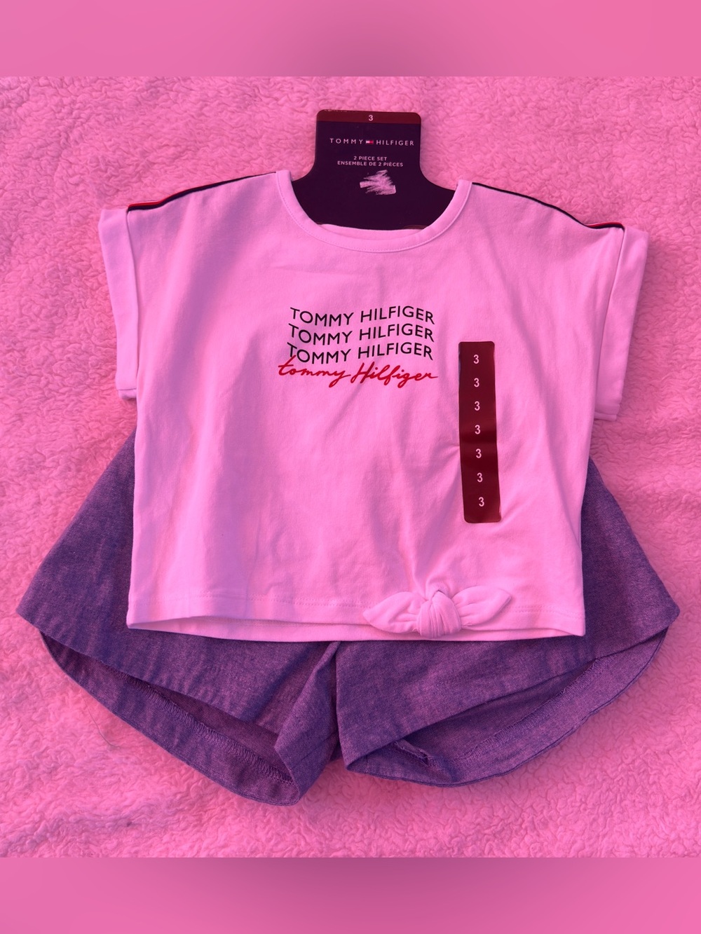 Tommy Hilfiger White Girls' Short Sleeve Logo Tie-Front Tee